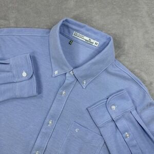 Criquet Shirt Mens XL Blue 100% Pima Cotton Button Down Knit Casual Long Sleeve